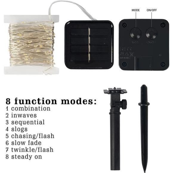 2 Pack Solar String Lights Outdoor, 39.4 FT 120 LED, 8 Modes - Picture 3 of 7
